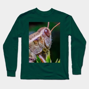 Grashopper, Over the Shoulder. Macro Photograph Long Sleeve T-Shirt